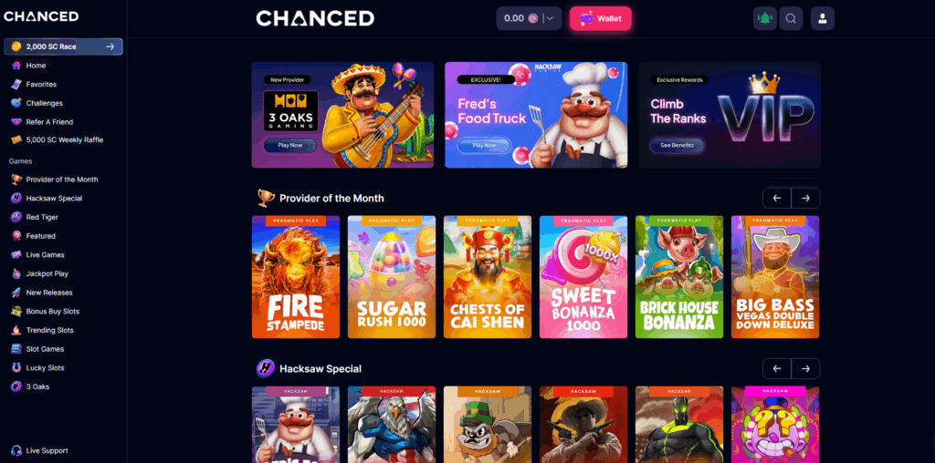 chanced casino homepage